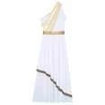 thumbnail image 4 of iiniim Womens Halloween Grecian Goddness Dress One Shoulder Ancient Greek Queen Toga Robe Champagne XL, 4 of 7