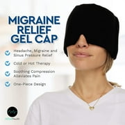 Natural Migraine & Headache Relief Cooling Cap , Hot & Cold Gel Head Wrap , 360° Coverage, Built-in Eye Mask , One Size Fits Most , Black