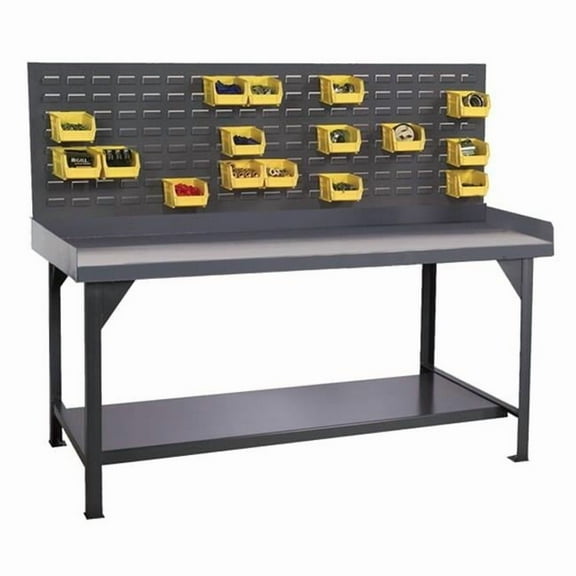 Durham DWB-3060-BE-LP-95 Heavy Duty Steel & Iron Workbench with Back & End Stops Louvered Panel - 60 x 30 x 34 in.