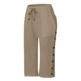 thumbnail image 4 of Womens Travel Capri Pants Straight Leg Comfy High Waist Casual Trousers, 4 of 4