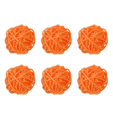 Uxcell 6 Pcs Wicker Rattan Balls 2 Inch Rattan Decorative Balls Vase Fillers for Wedding Party Centerpiece Bowls Home Decoration, Orange
