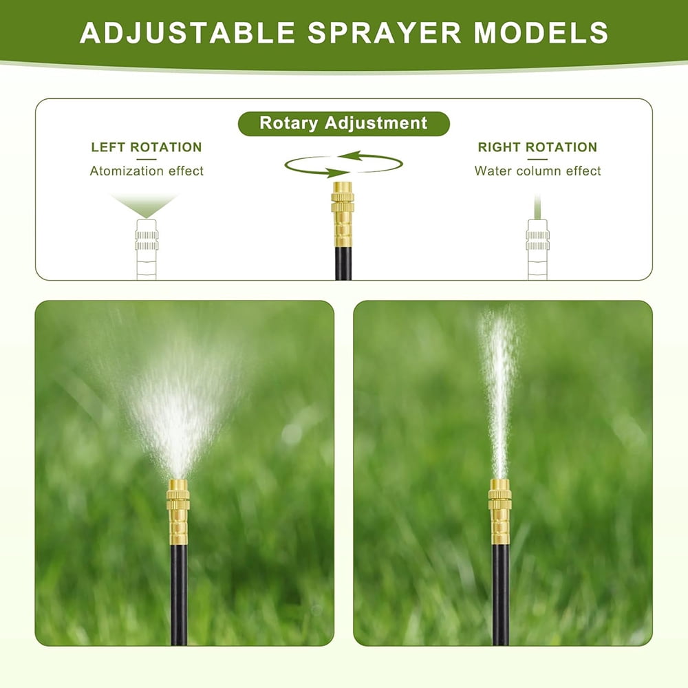 Shopmall 360° Drip Irrigation System 100Ft Adjustable Garden Irrigation Kit with Bending Dropper for Watering System for Garden Plant Lawn Patio, Spray Head Integrated Automatic Watering Set