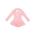 thumbnail image 4 of Moggemol Kids Girls Figure Ice Skating Leotard Dress Mesh Splice Roller Skating Dance Performance Pearl Pink 8, 4 of 6