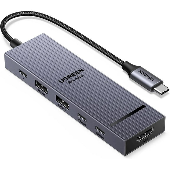 Revodok Pro USB-C Hub 6 in 1 10Gbps 4K 60Hz HDMI, 100W Power Delivery for MacBook Pro/Air, iPad Pro, Thinkpad Rog Ally and More.