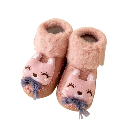 

TAIAOJING Autumn And Winter Comfortable Baby Toddler Shoes Cute Cartoon Animal Rabbit Children Cotton Warm Breathable Floor Sneakers For 12-18 Months