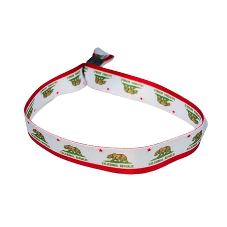Woven Wristband – State Flag California – USA – P1905 | Fabric Bracelet with State Flag | USA State Flag Fabric Bracelet | Stylish and Durable Accessory | Perfect for Everyday Wear and Gifts | L
