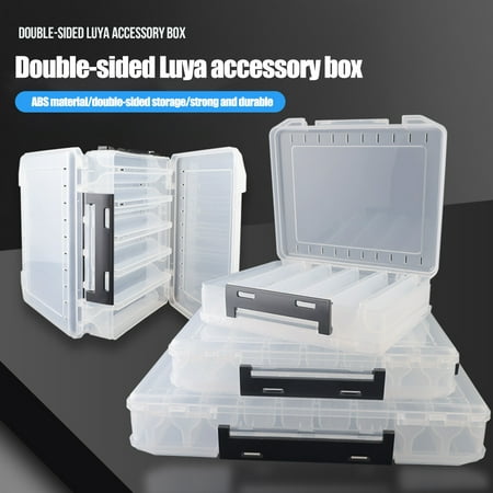 Tnobhg 10/14/16 Grids Tackle Box Fishing Lure Container with Handle Transparent Design Multi-compartments Compact Size Portable Fishing Bait Storage Case