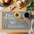 thumbnail image 2 of Sunflowers Placemats Set of 6, Modern Bee You Are My Sunshine Grey Placemats for Dining Table, Place Mats for Kitchen Tabletop, Waterproof Wipeable Dining Table Mats Set, 2 of 9