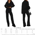 thumbnail image 2 of Chaqueta Conjunto de pantalones cómodos para damas Estilo casual Pantalones de punto acanalados Traje de corte holgado Traje diario Cgtredaw Negro L para Mujer, 2 of 7