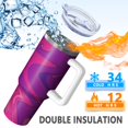 thumbnail image 5 of 40oz Tumbler with Handle and Straw, Vacuum Insulated Stainless Steel Travel Mug, Fits Car Cup Holder, Liquid & Marble Print, 5 of 6