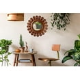 thumbnail image 6 of DecorShore 24" Vintage Scroll Brown Farmhouse Style Wooden Bathroom Wall Mirror in Sun Flower Frame, 6 of 7