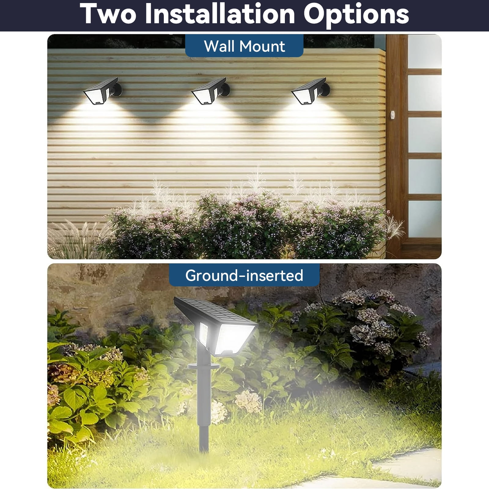 SZRSTH Solar Lights Outdoor - 4Pack 58LED Solar Spot Lights 4 Sided Lighting Wall Lights for Yard Porch Garden Decor