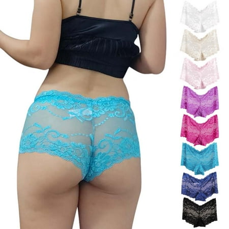 

Womens See-through Floral Lace Panties Plus Size Thin Breathable Ladies Underwear