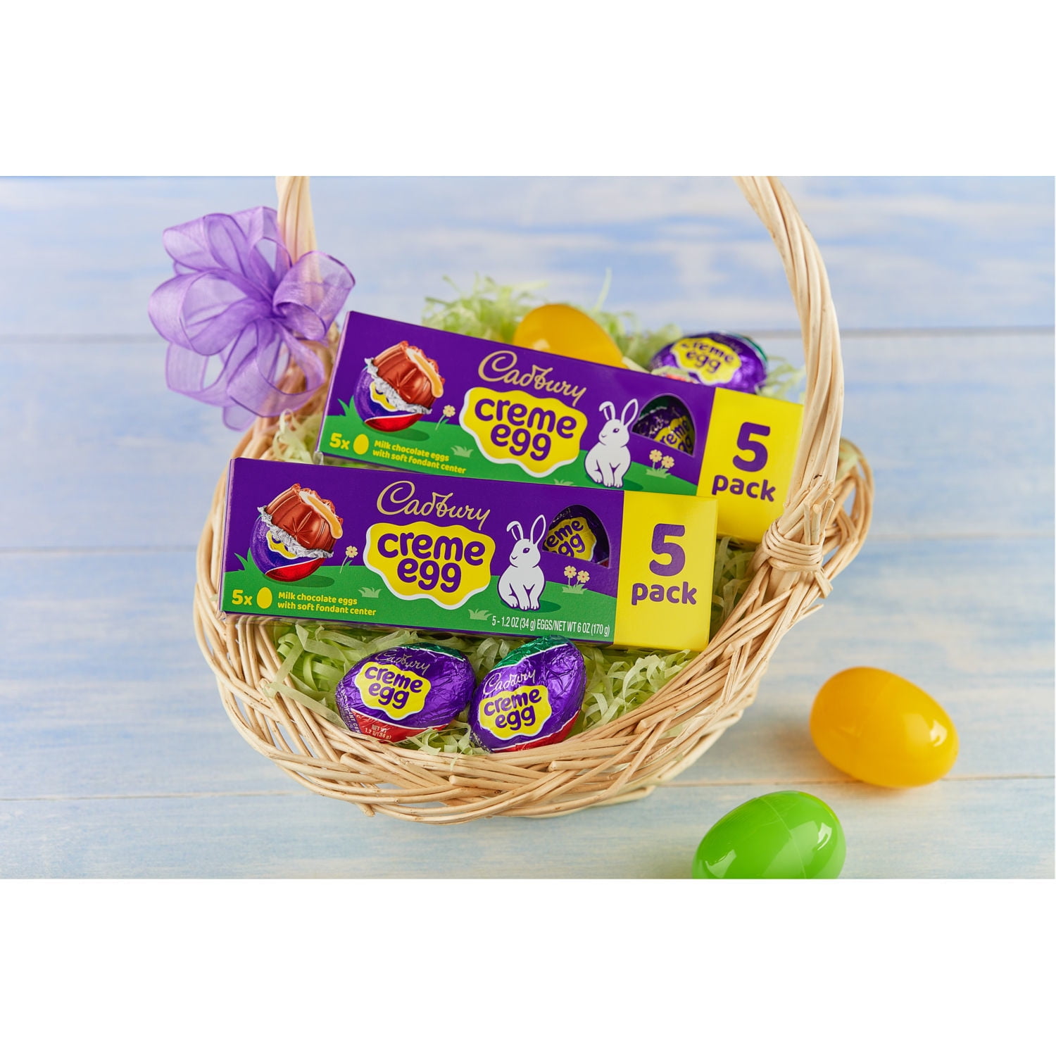 Cadbury Creme Egg Chocolate with Fondant Easter Candy Basket Stuffers, Eggs 1.2 oz, 5 Count