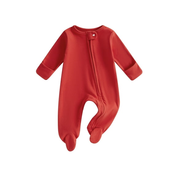 FeMereina Newborn Baby Girl Boy Christmas Outfit My First Christmas Footie Romper Zipper Bodysuit Jumpsuit Fall Winter Clothes