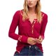 thumbnail image 1 of Free People Camiseta Henley térmica bordada para mujer, rosa, pequeña Free People henley, 1 of 2