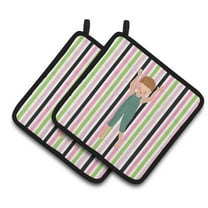 Caroline's Treasures Dancer Bikatard Brown Hair Pair of Pot Holders