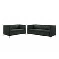 thumbnail image 2 of Home Design Gavin 2-Piece Velvet Living Room Set with Loveseat and Sofa, Square Arm Design, Channel Tufted Upholstery, Gray, 2 of 6