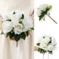 thumbnail image 2 of Artificial Flowers, 10.2inches Roses Bridesmaid Wedding Bouquet Bridal Artificial Silk Flowers White, 2 of 8