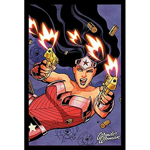 Buyartforless Wonder Woman Shooting Dc Comics Framed Wall Art Walmart Com Walmart Com
