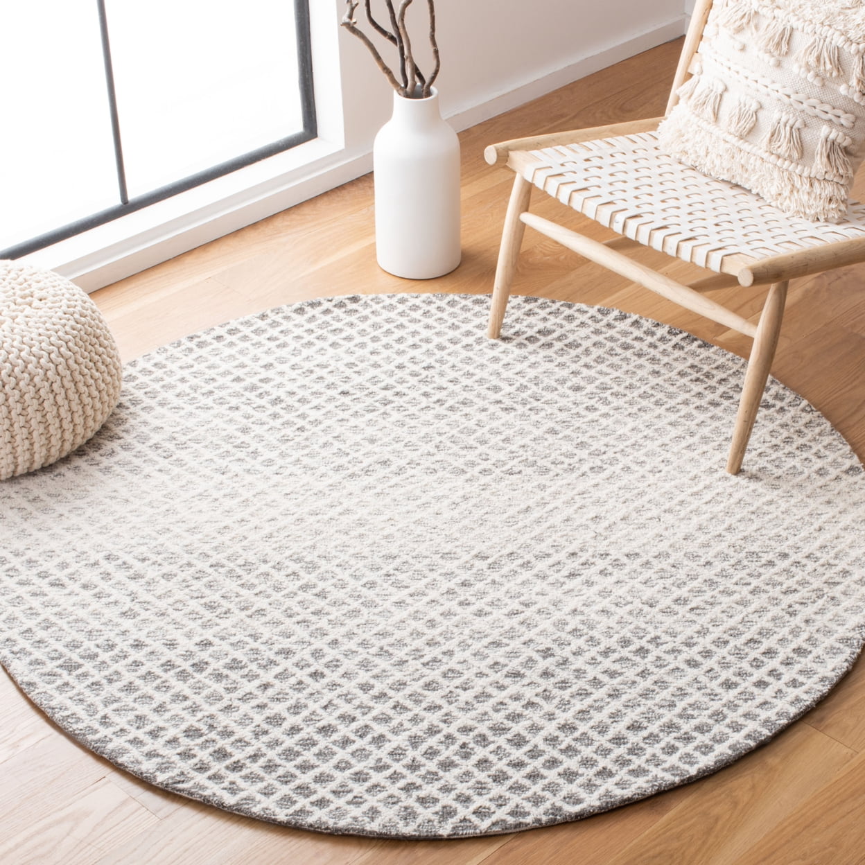 SAFAVIEH Micro-Loop Arnold Diamond Area Rug, Grey/Ivory, 8' x 10'