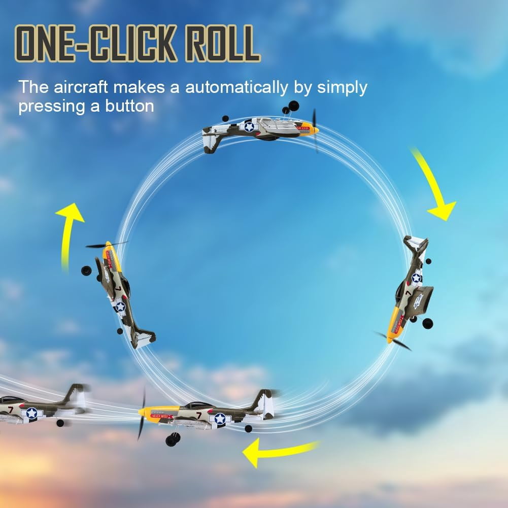 Roofworld RC Plane 4 Channel Remote Control Airplane Ready to Fly P51D Mustang RC Airplane Easy Control for Beginners,Green