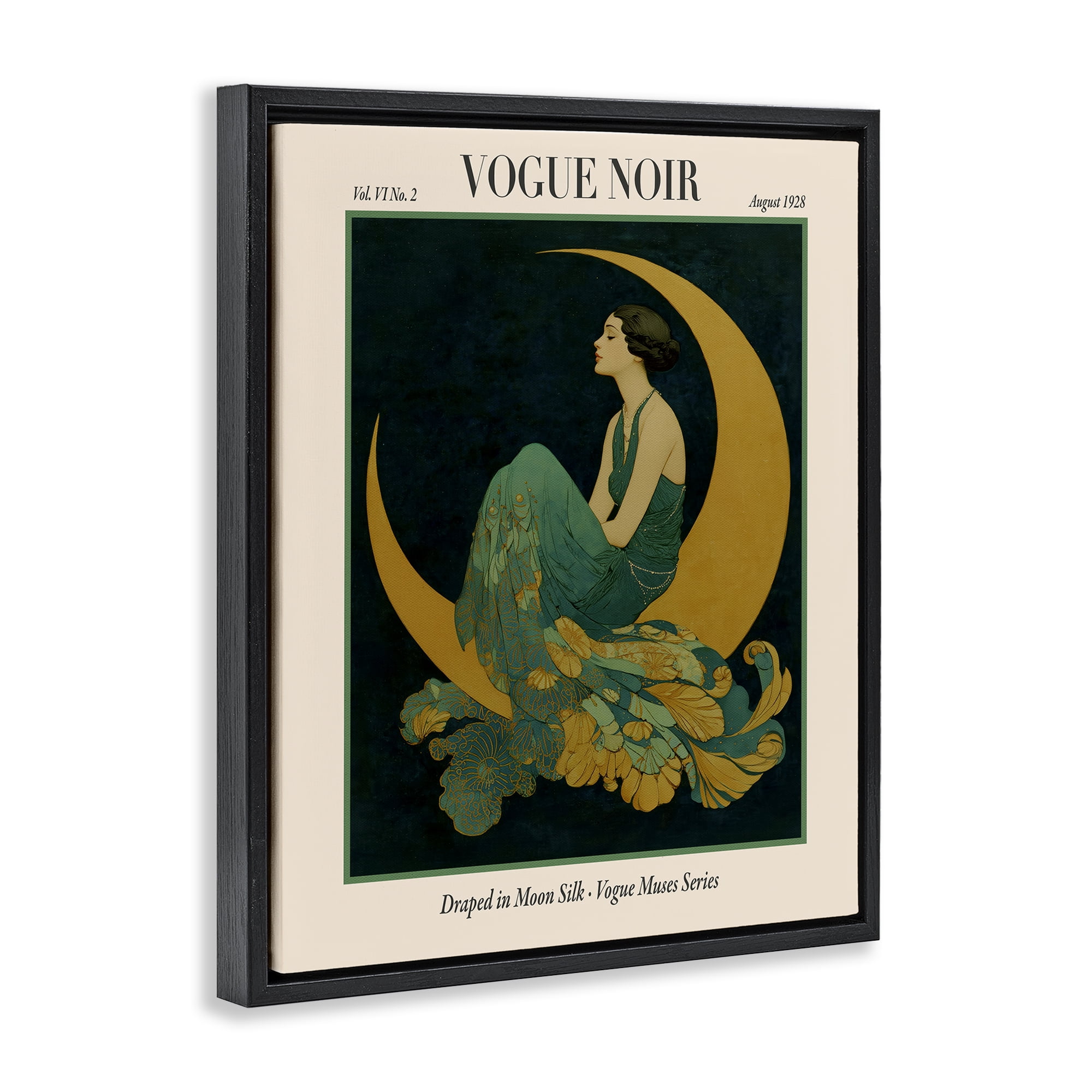 Stupell Industries Draped In Moon Silk Black Framed Floater Canvas Wall Art, design by A Barefoot Stylist