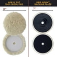 thumbnail image 5 of Waffle Foam & Wool Buffing & Polishing Pad Kit w/ 3 - 8" Pads Grip Backing Plate, 5 of 7