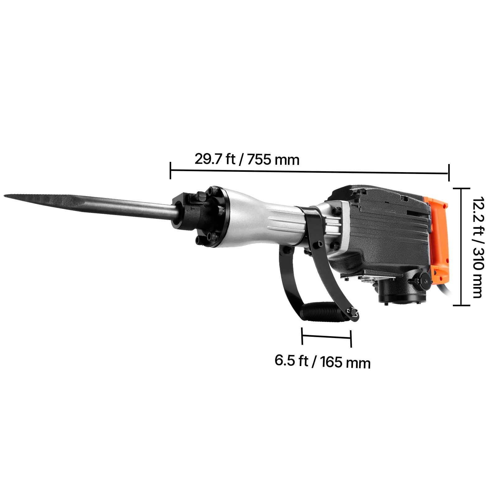 VEVOR Demolition Jack Hammer, 2200W Electric Jackhammer Heavy Duty, 1350 BPM Concrete Breaker, 2pcs Chisels Bit Chipping with Case, Black