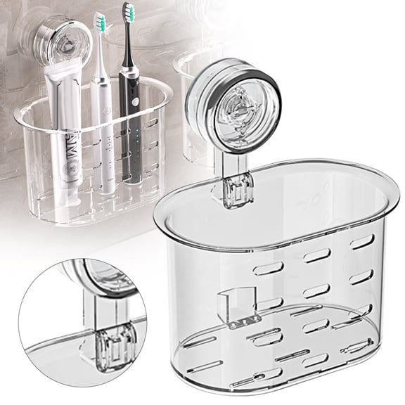 Suction Toothbrush Holder Self Draining Toothbrush Organizer Drill-Free Wall Mounted Toothpaste Holder Reusable Caddy for Shower and Bathroom, Clear hand slicer
