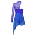 thumbnail image 4 of iiniim Women's Lyrical Dance One Shoulder Long Sleeve Lace Mesh Splice Figure Skating Dresses Royal Blue XL, 4 of 7