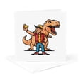 thumbnail image 5 of 3drose, Funny Foolish Tourist Taking Selfie with T-rex Dinosaur Satire Cartoon, 12 Greeting Cards with Envelopes, 5 of 7