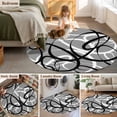 thumbnail image 4 of Round Rug 4ft Area Rug,Abstraction Distortion Lines Art Area Rugs for Living Room Bedroom,Black White Gray Floor Mat Non-Slip Non-Shedding Carpet Indoor Accent Rugs, 4 of 9