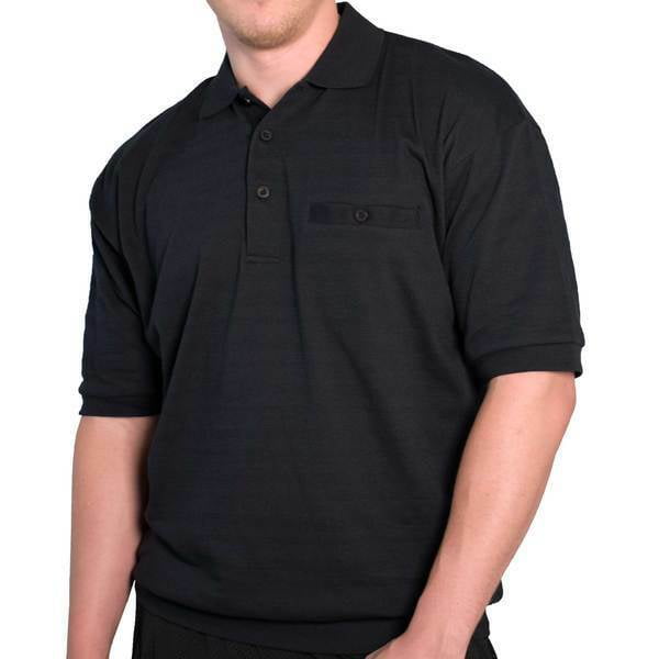 LD Sport Men's Black Banded Bottom Textured Short Sleeve Polo Shirt Sizes S-XXL - Walmart.com