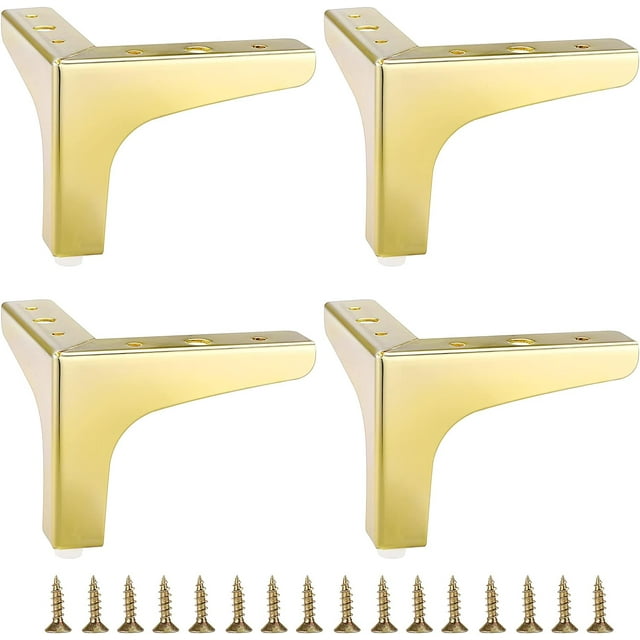 Juego de 4 patas de muebles de metal dorado moderno 10 cm 4 piezas Ormromra