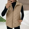 thumbnail image 2 of Puffer Vest Women Lightweight Sleeveless Quilted Jackets Zip Up Stand Collar Fall Winter Coat With Pockets Solid Color Women's Quilted Vest Padded Gilet Oversized Thermal Vests for Women, 2 of 9
