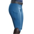 thumbnail image 3 of lcziwo Womens Plus Size Pants Skinny Stretch Leggings Solid Color Holiday Slim Fit Athletic Leggings with Pockets Navy L, 3 of 7