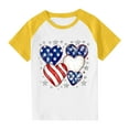 thumbnail image 7 of American Flag T-Shirt For Boys Girls Independence Day Patriotic Graphic Tees Kids Casual Raglan Short Sleeve Round Neck Top Yellow 5-6 Years, 7 of 7