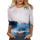thumbnail image 1 of Pntutb - Camiseta holgada con estampado de moda para mujer, blusa de manga 3/4 de longitud media, cuello redondo, tops casuales Pntutb Pntutb-3481, 1 of 5