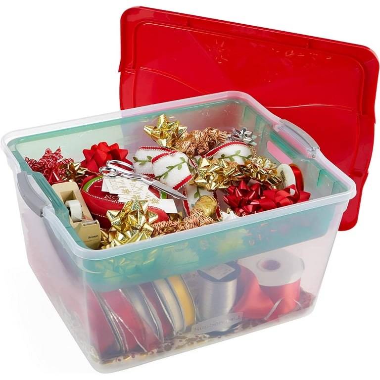 The Holiday Aisle 4-Pack Clear Printed Storage Totes with Lids (Patrotic Balloons), 14.5-Gal (58-Quart) Capacity, Colorful Designs on 24” x 17” x 13”