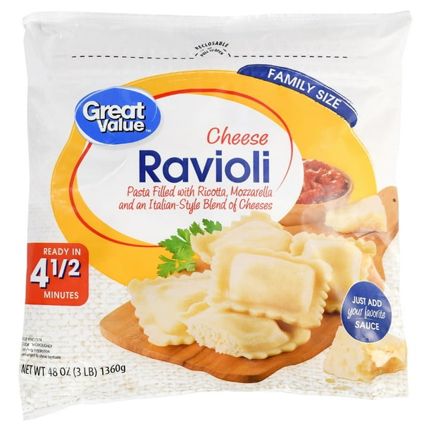 Great Value Cheese Ravioli Pasta Family Size, 48 oz