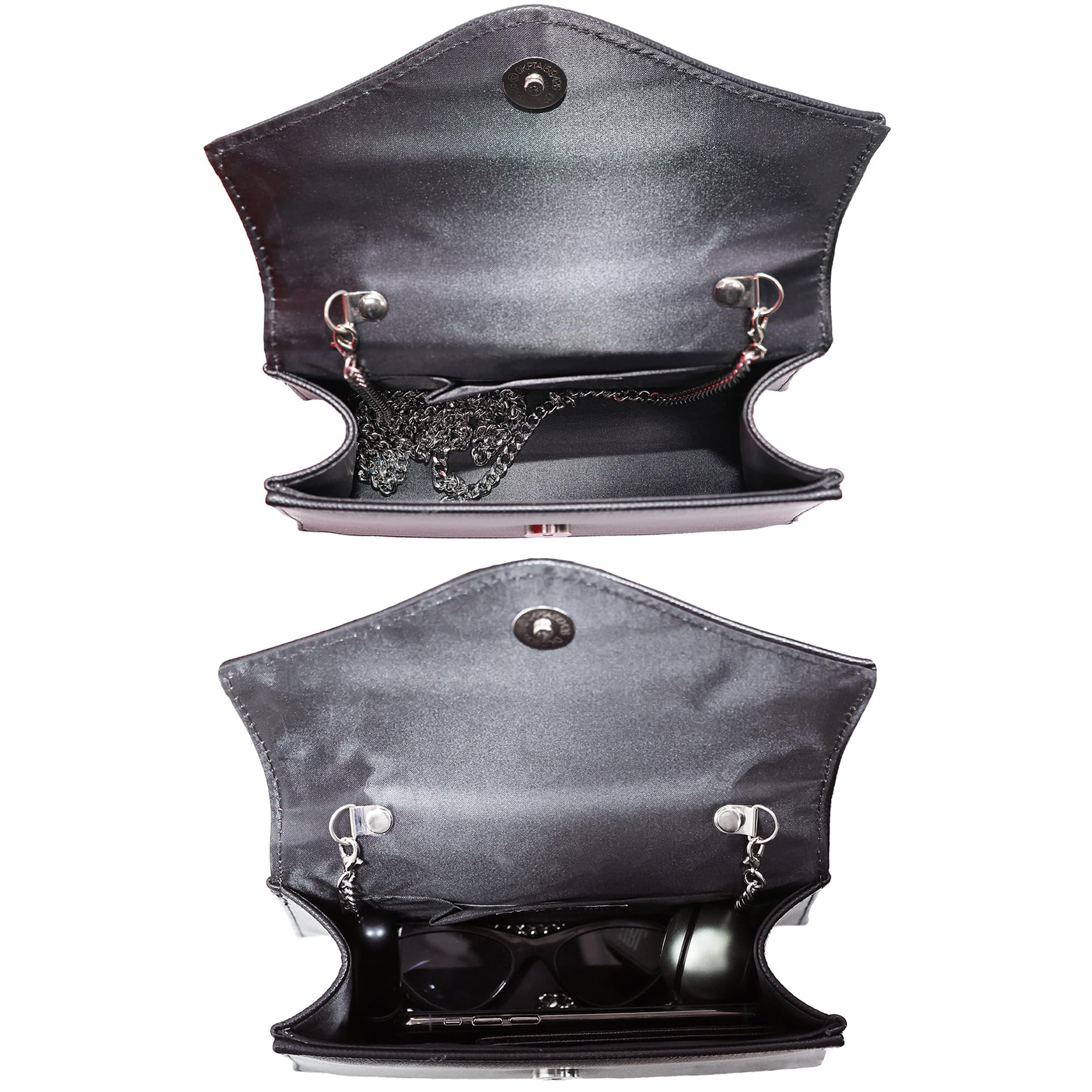 Milisente Women's Evening Bag Bridal Party Clutch Purses Cocktail Prom Handbags with Patent Leather（Embossed Black）