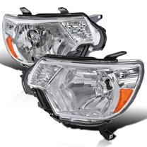 Spec-D Tuning Chrome Headlights Compatible with 2012-2015 Toyota Tacoma L R Pair Head Light Lamp Assembly