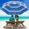 MOVTOTOP Beach Umbrella, 6.5ft Beach Umbrella with Sand Anchor & Tilt Mechanism, Portable UV 50+ Protection Beach Umbrella with Carry Bag for Patio Garden Beach Outdoor (A- Light Blue
