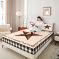 thumbnail image 4 of Manfei Boys Girls Texas Star Full Size Sheets 4-Piece,Geometric Plaid Breathable Bed Sheets,Western Theme Lightweight Sheet Sets,Microfiber Bedroom Decor, 4 of 7
