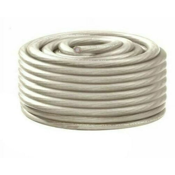 American Terminal TP0G-25S 25Ft True 1/0 Gauge Power Platinum Silver Wire Strand Cable 25' Ultra Flexible