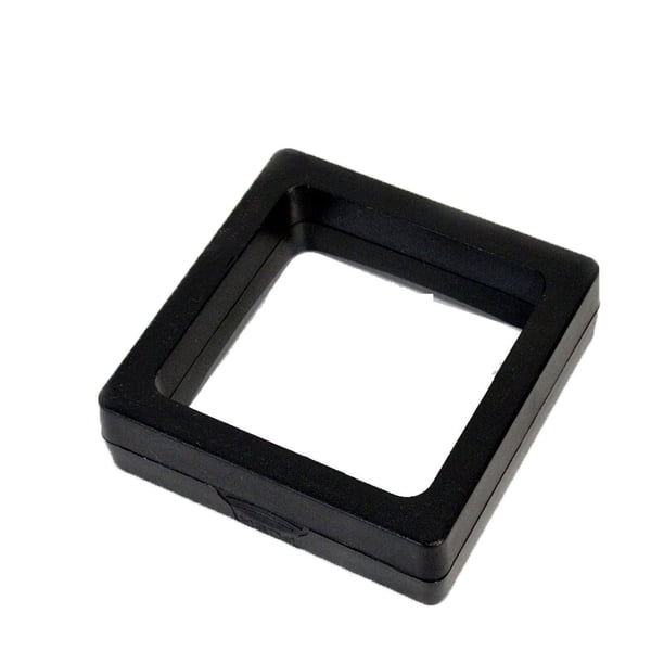 Caja de almacenamiento de joyería de película de PE, soporte de exhibición de marco flotante 3D transparente, caja para presentación de joyería, negro, 3,54 X 3,54 X 0,79 pulgadas
