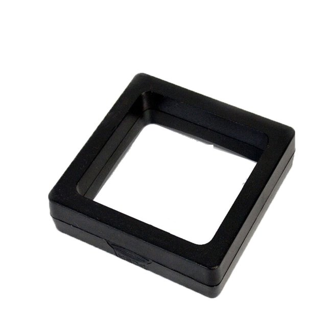 Caja de almacenamiento de joyería de película de PE, soporte de exhibición de marco flotante 3D transparente, caja para presentación de joyería, negro, 3,54 X 3,54 X 0,79 pulgadas