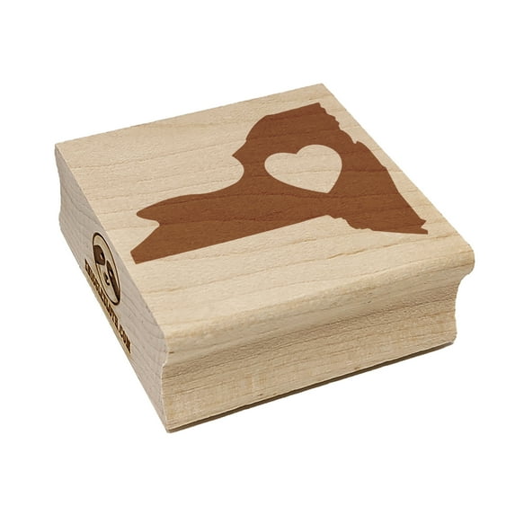 New York State with Heart Square Rubber Stamp Stamping Scrapbooking Crafting - Small 1.25in