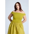 thumbnail image 3 of ELOQUII Women's Plus Size Boat Neck Mixed Fabric Dress, 3 of 3